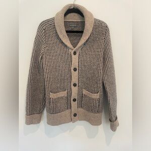 L.L. Bean Beige and Black Men's Cardigan Sweater
